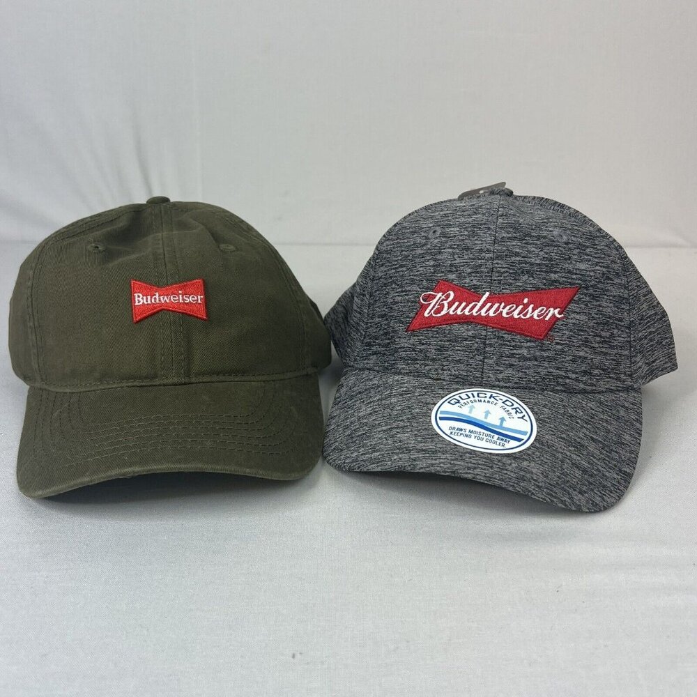 Lot of 2 Budweiser Snapback & Adjustable‎ Hats Caps BRAND NEW